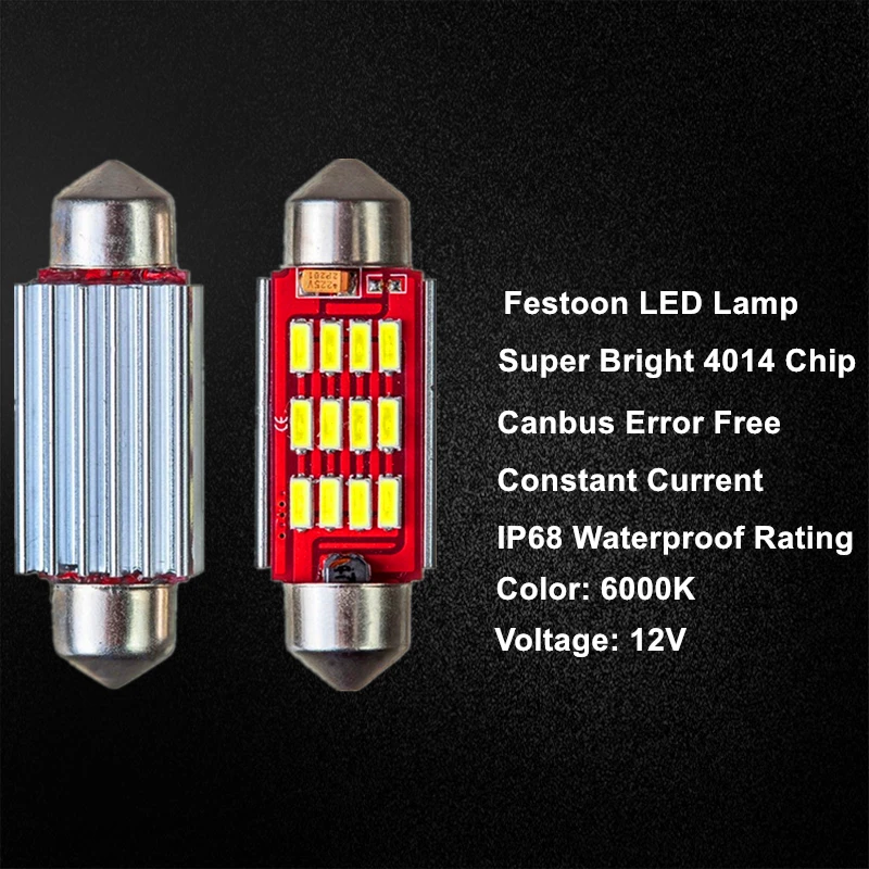 YHKOMS 4 Pcs 31mm 36mm 39mm 41mm C5W C10W Car Festoon Light Interior 4014 SMD LED Canbus Error Free 6000K White | Автомобили и