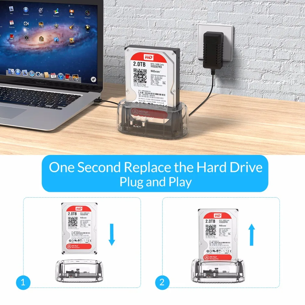 ORICO 6139C3 2 5/3 5 дюйма Type-C прозрачный корпус жесткого диска USB3.1 Gen1 док-станция 8 ТБ