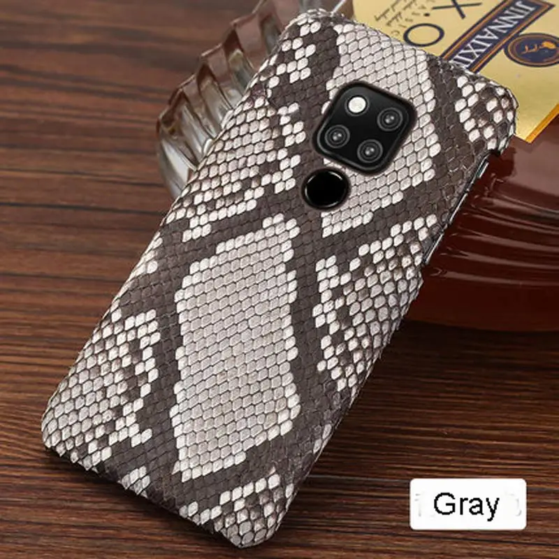 LANGSIDI натуральная кожа питона для huawei mate 20 Pro lite honor 8x 9X чехол из змеиной кожи для huawei mate 20 30 P20 Pro Чехол s Cover - Цвет: Серый