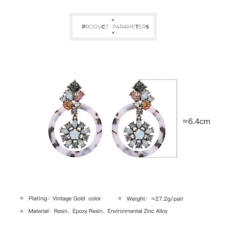 Женские массивные серьги из ацетатной смолы с цветами|Серьги-подвески| |