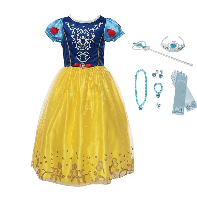 Snow White Set MUABABY платье Рапунцель с аксессуарами; комплект для девочек; летнее платье принцессы; детская одежда; нарядный костюм Белоснежки Софии - Цвет: Snow White Set