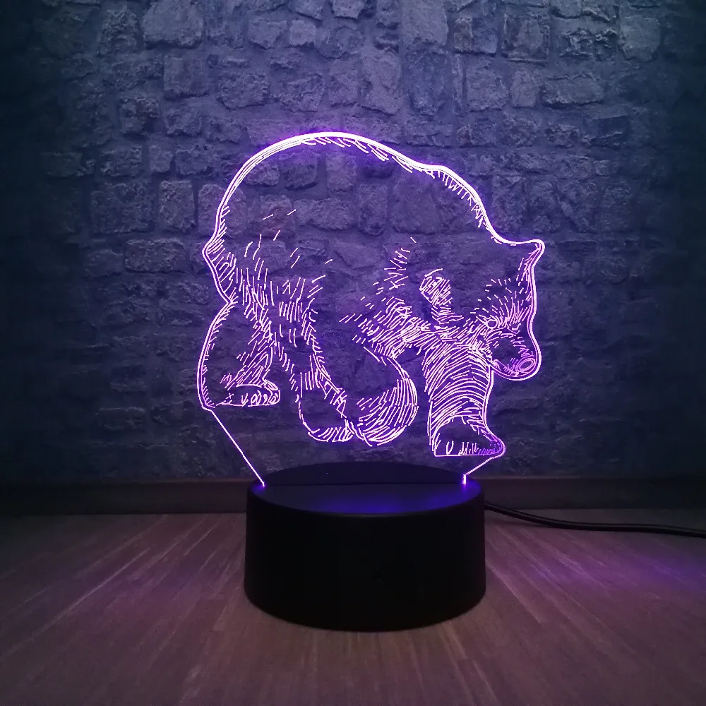 Новинка 3D светодиодный светильник животное медведь RGB Blub украшение дома 7 цветов Изменение спальни ночник Рождественские подарки для детей