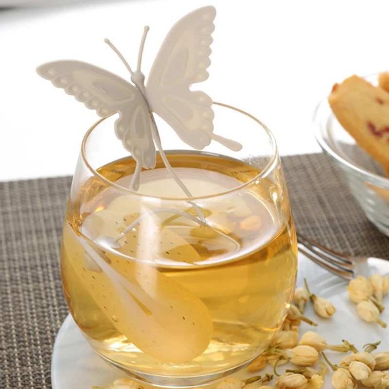 1PCS Butterfly Tea Bags Strainers Silicone Filter Infuser Silica Cute Teabags for &amp Coffee Drinkware | Дом и сад