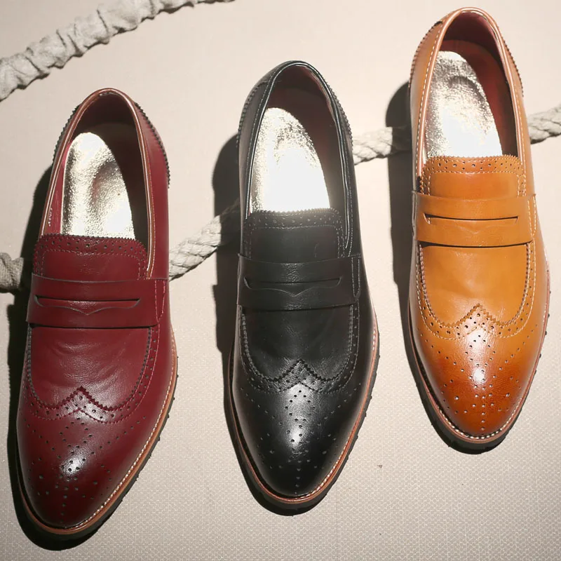 Новое поступление Мужские модельные туфли Пояса из натуральной кожи Слипоны