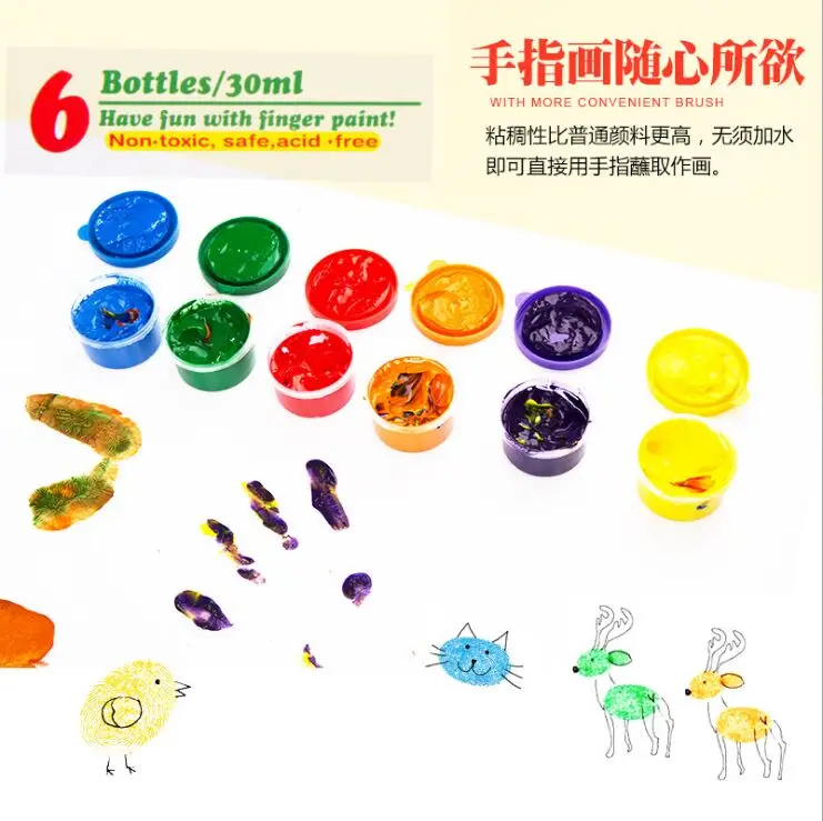 Детская FingerPainting шесть цветов живопись пальцем Kit Детские подарки