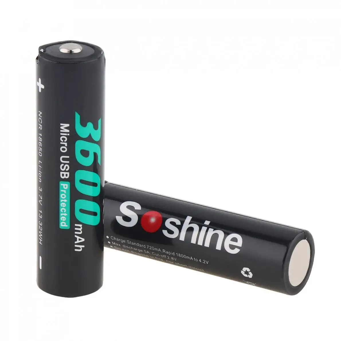 Аккумуляторная батарея Soshine NCR 18650 Li Ion 3 7 В 13 32 Вт/ч 3600 мАч с защитой от Micro USB для