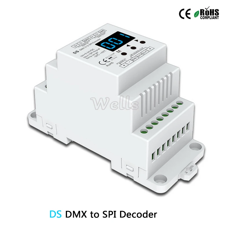 

DS;DC5V 12V 24V DMX512 signal to SPI Converter DMX decoder controller support 6803/8806/2811/2812/2801/3001/9813 IC