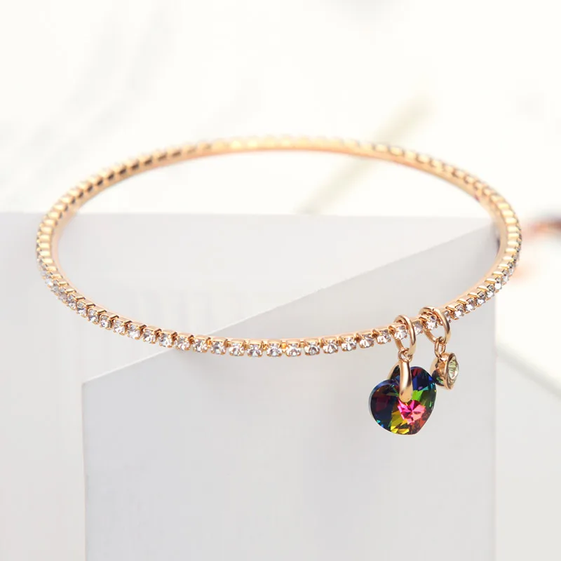 Светильник Neoglory из желтого золота австрийские стразы браслет в виде сердца