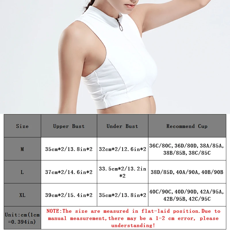 Zipper Yoga Sports Bra Padded Push Up High Collar Fitness Vest Top Women Sleeveless Tank Gym Elastic Running | Спорт и развлечения