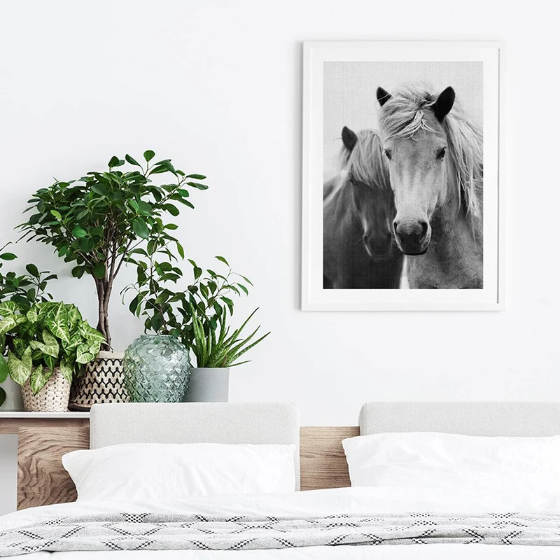 Скандинавский дикий постер с лошадью Картина на холсте рисунок картина