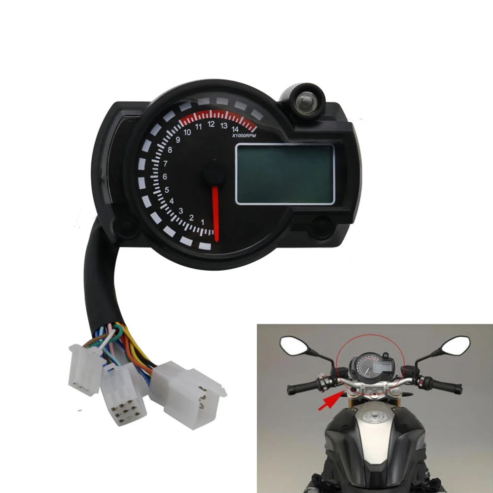 Черная панель Универсальный мотоцикл 7 цветов ЖК цифровой датчик Тахометр
