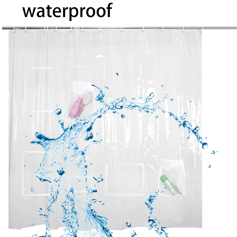 Занавеска для ванной пластиковая Водонепроницаемая с крючком прозрачная белая