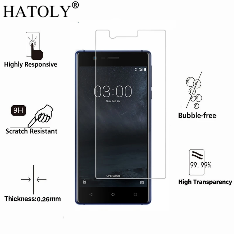 Закаленное стекло для Nokia 3 ультратонкая Защитная пленка TA 1032 HD HATOLY 2 шт.|screen