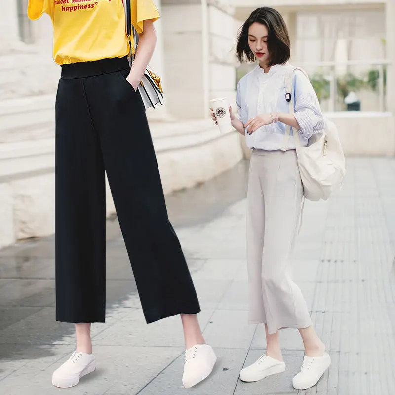 Модные женские повседневные шифоновые широкие брюки плюс размер 2019 осень новое