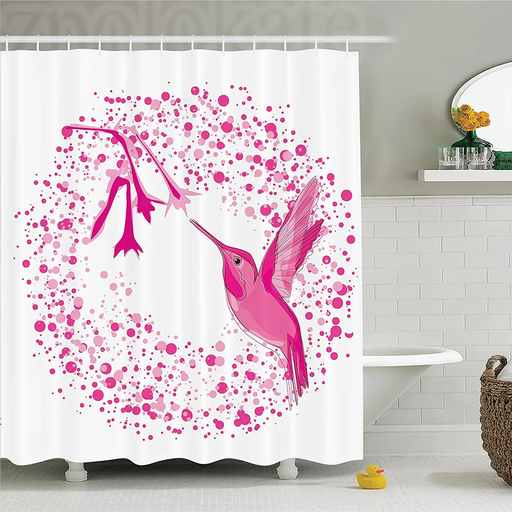 Hummingbirds украшения душевая занавеска в комплекте Колибри мухи цветок Polkadots цветет