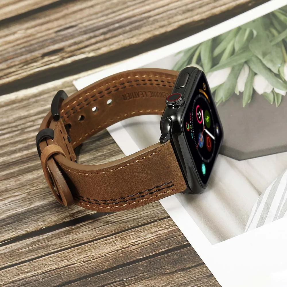 TRUMiRR двойной цвет натуральная кожа ремешок для iWatch Apple Watch серии 5 4 3 2 1 44 мм 40 мм 42 мм 38 мм ремешок винтажный ремешок