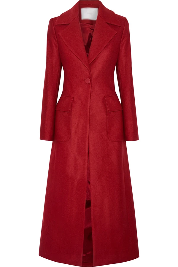 UK Manteau femme осень зима женское красное шерстяное простое длинное пальто Макси классическое приталенное пальто abrigos mujer