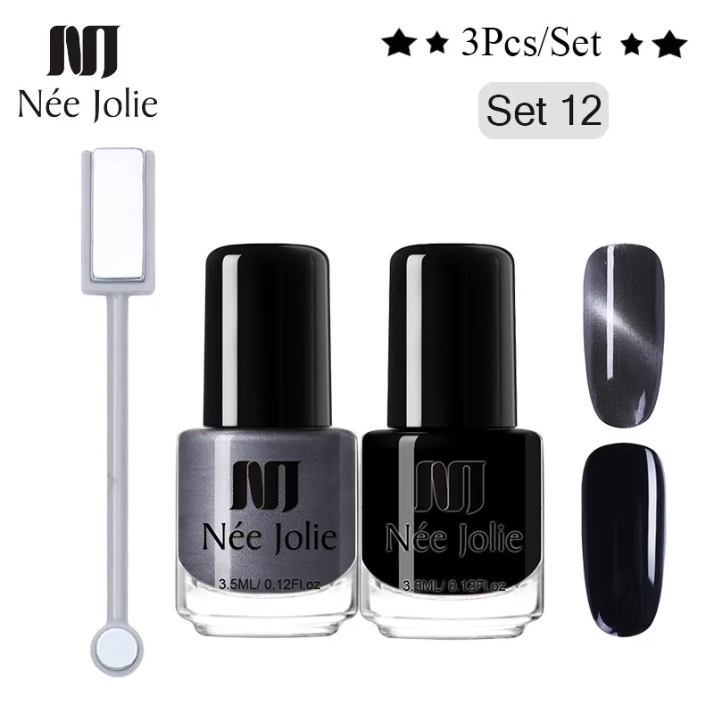 3pcs-012 NEE JOLIE 1 бутылка голографический лак для ногтей с эффектом «кошачий глаз» Хамелеон для использования с магнитом кошачьи глаза замачивают лак для ногтей 22 цвета для дизайна ногтей - Цвет: 3pcs-012