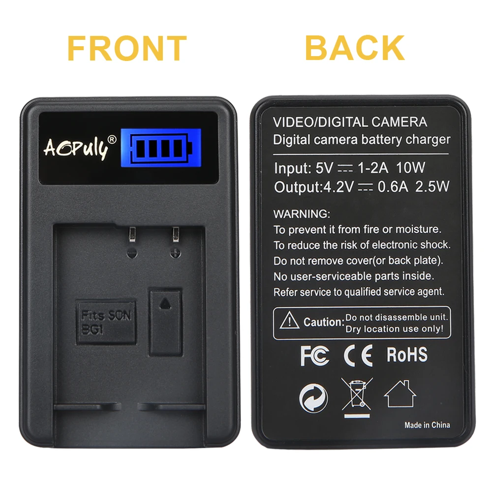 Аккумулятор AOPULY 1x NP BG1 зарядное устройство с жк-экраном и USB-портом для SONY