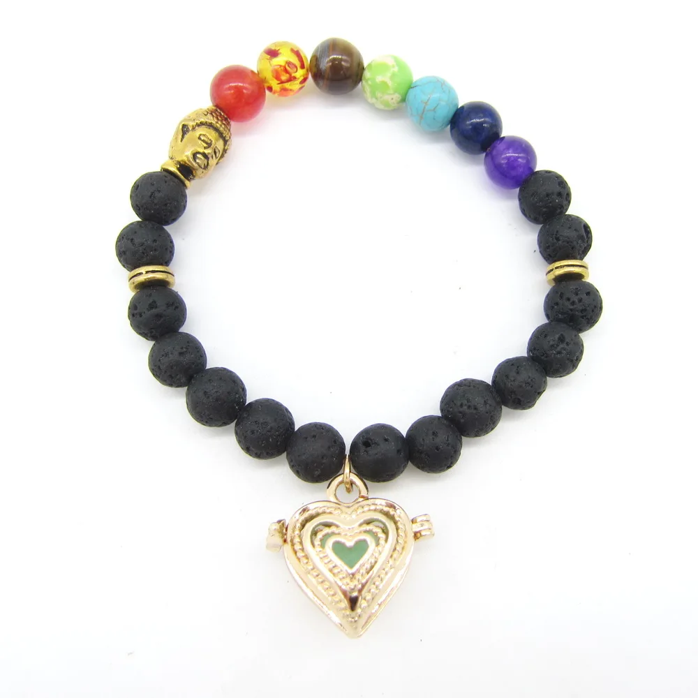 Счастливый Будда и чакра бусины с открытым сердцем медальон винтажный диффузор