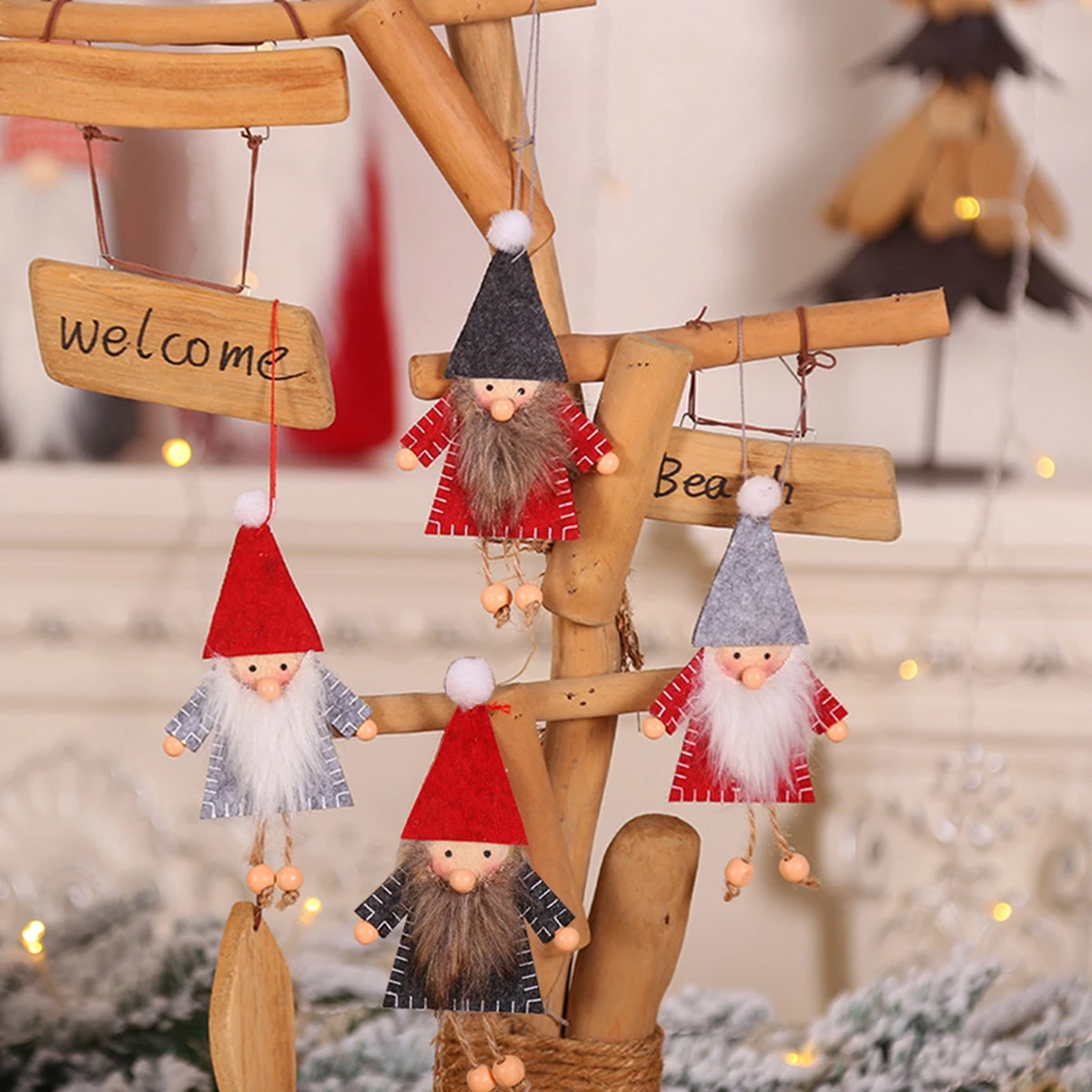FENGRISE Merry Christmas 2019 подвеска на елку Санта Клаус деревянное Рождественское