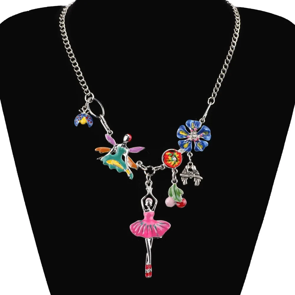 Бонсни Подвеска с ожерельем с изображением балерины-ангела для девочек.