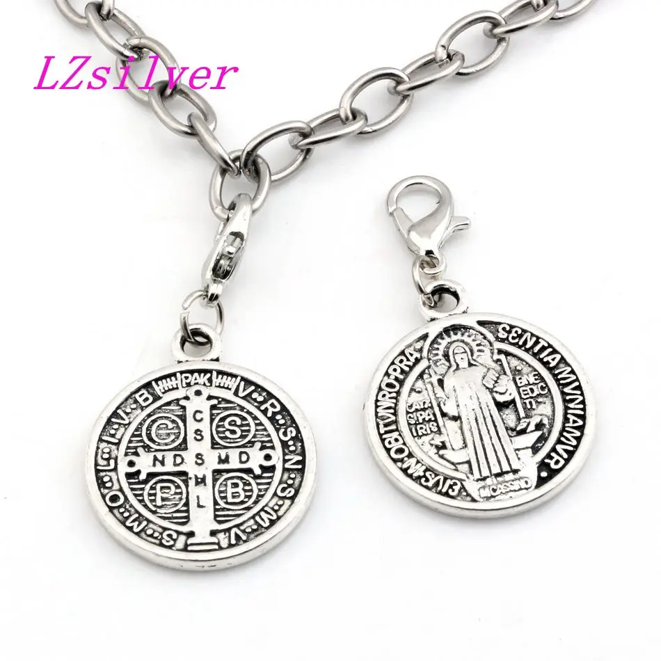 100 шт. тибетский серебряный сплав медаль покровителя святого Иисуса Бенедикта