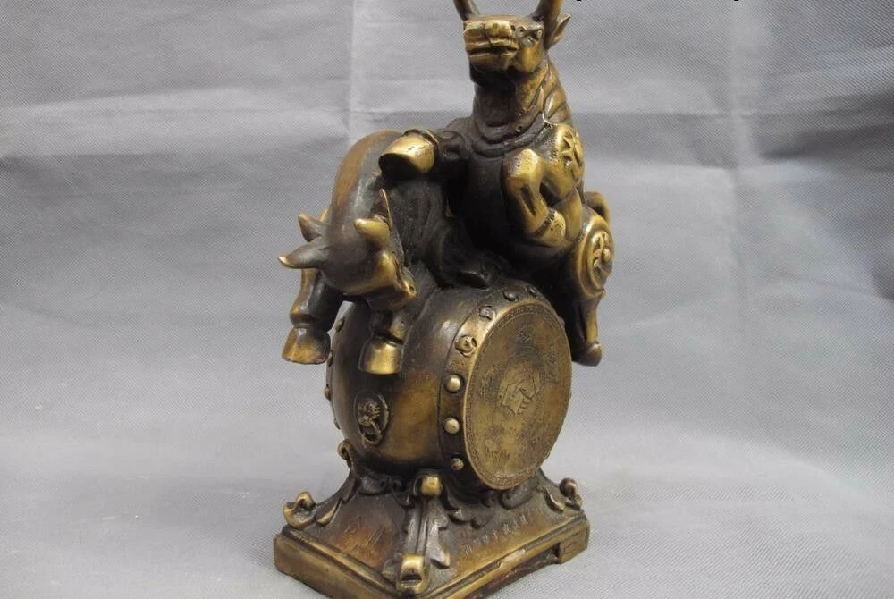 Китайский медный Бронзовый фэн-шуй счастливый фондовый рынок богатство два быка