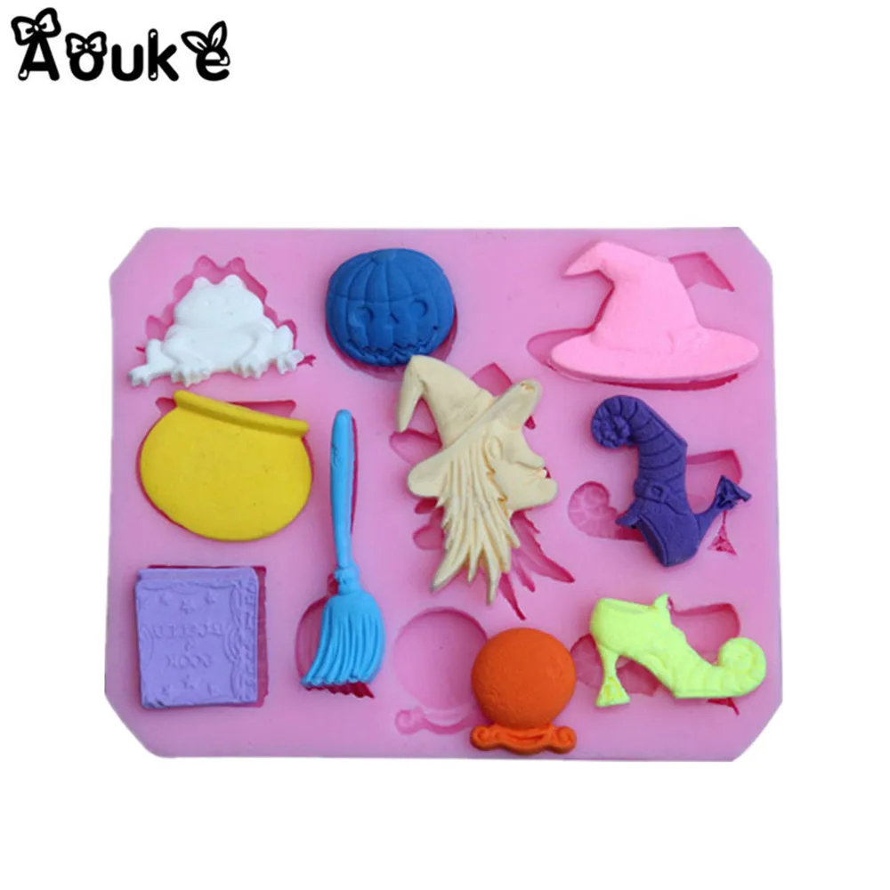 Силиконовая форма для торта с тиснением ведьмы на хэллоуин инструменты