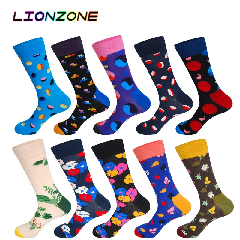 LIONZONE 10 пар/лот 2018 Новая коллекция панк Свадебные счастливые мужские носки с