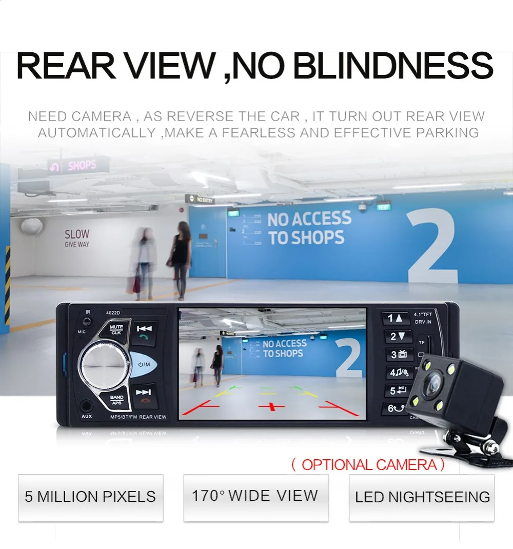 Автомобильный MP5 плеер с экраном 4 1 дюйма FM радио Авторадио 1DIN Bluetooth аудио стерео