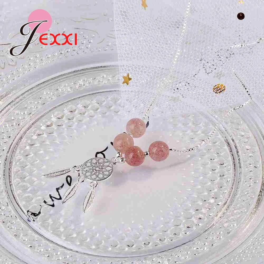 Женское ожерелье из серебра 925 пробы с геометрическим узором и розовым круглым