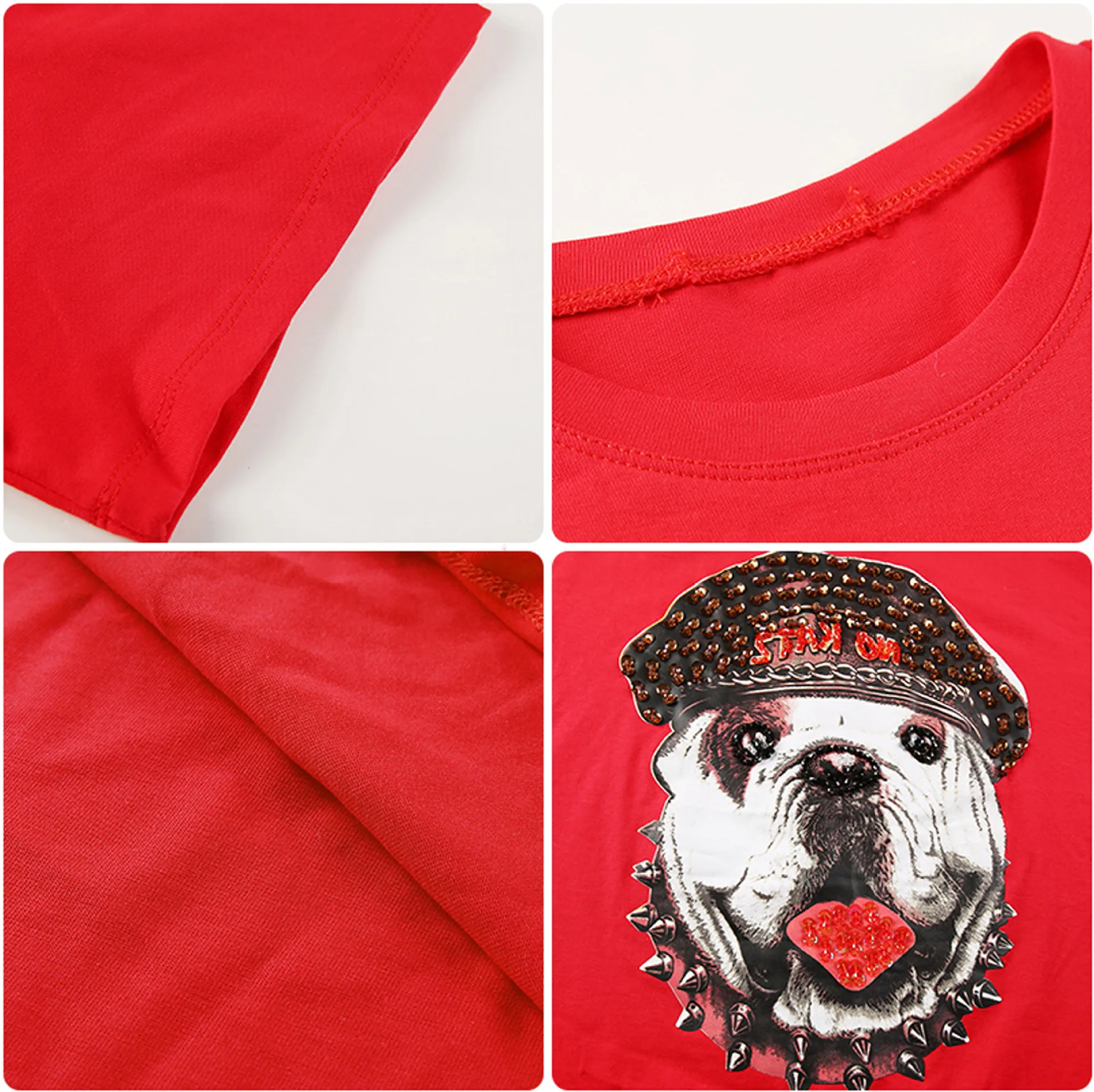 Весна 2019 новая Корейская версия принта головы собаки черная футболка с коротким