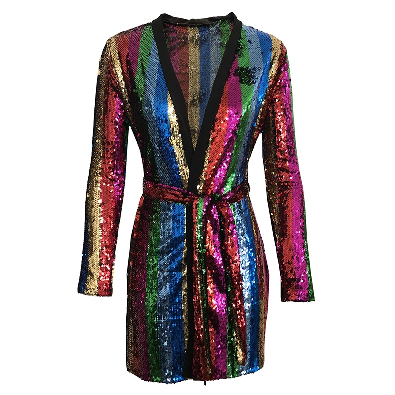Разноцветные вечерние платья с блестками и поясом весеннее облегающее платье
