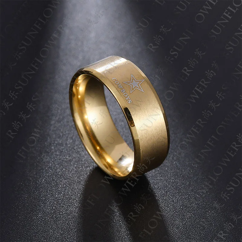 Мужские классические кольца Eleple ковбойские из нержавеющей стали с пятиугольной