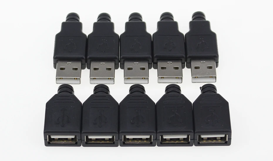 IMC Горячее предложение(5 шт. мужской+ 5 шт. Женский) USB 4 Pin разъем с черной Пластик крышка