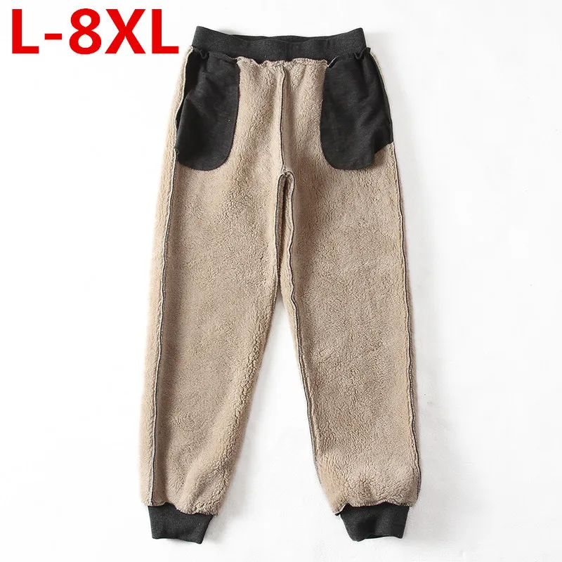 Новые Большие размеры 8XL 7XL наряды зимние штаны мужские теплые Повседневное брюки