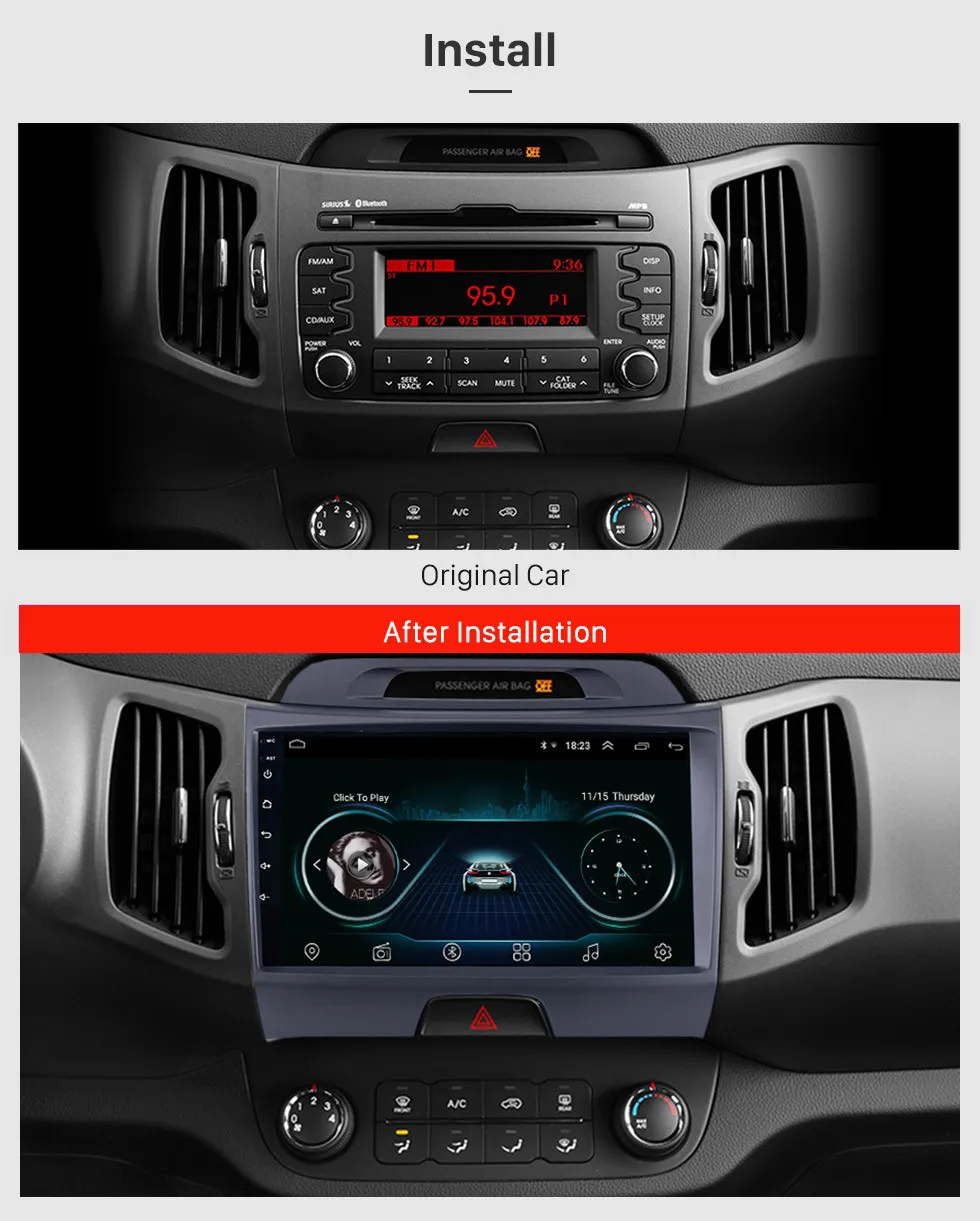 Harfey HD 1024*600 сенсорный радио Android 8,1 " для 2010- KIA Sportage с gps навигацией аудио Bluetooth USB Aux wifi