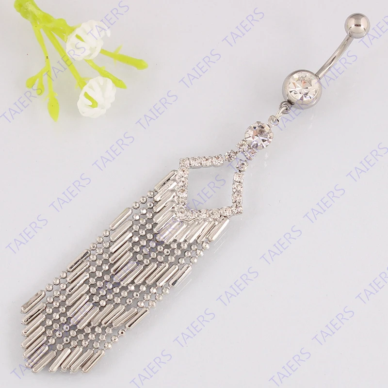 Belly button ring body piercing navel bar Claw chain tassel 14G 316L surgical steel |