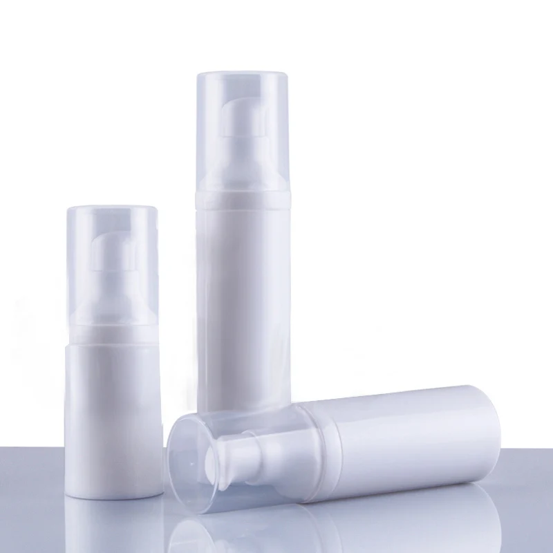 Белая безвоздушная Бутылка объемом 50 мл для белого тела прозрачная крышка