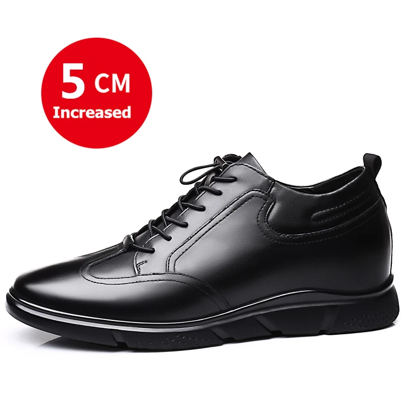 5CM Increased Black Misalwa/5 см/7 см, увеличивающие рост, кожаные повседневные мужские кроссовки, модная мужская обувь, увеличивающая рост, удобная повседневная обувь для молодых мужчин - Цвет: 5CM Increased Black