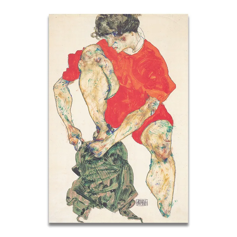D Egon Schiele тело цвет деление эскиз фигуры холст искусство печать живопись плакат, настенные картины для гостиной, домашний декор - Цвет: D
