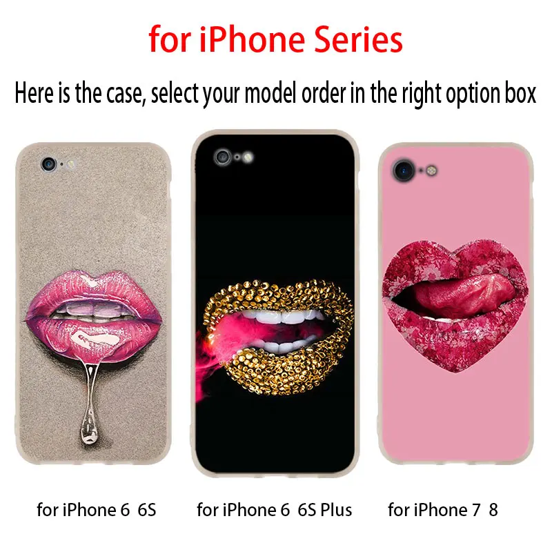 Pink Lips Aroma Silicone Soft Phone Shell Case for iPhone 13 12 11 Pro X XS Max XR 8 7 6 Plus SE 2020 Coque | Мобильные телефоны и