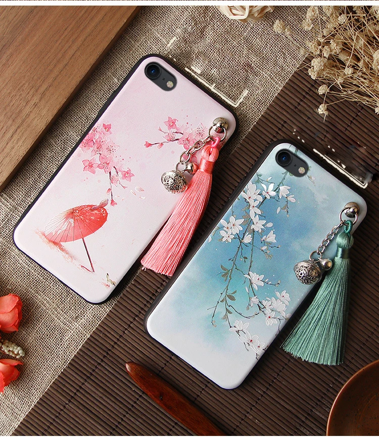 3D рельефный чехол для iPhone 11 Pro Max XS XR X 10S 7 8 6 6S Plus чехол тиснение колокольчик-кисточка противоударный мягкий чехол для Apple XS Shell