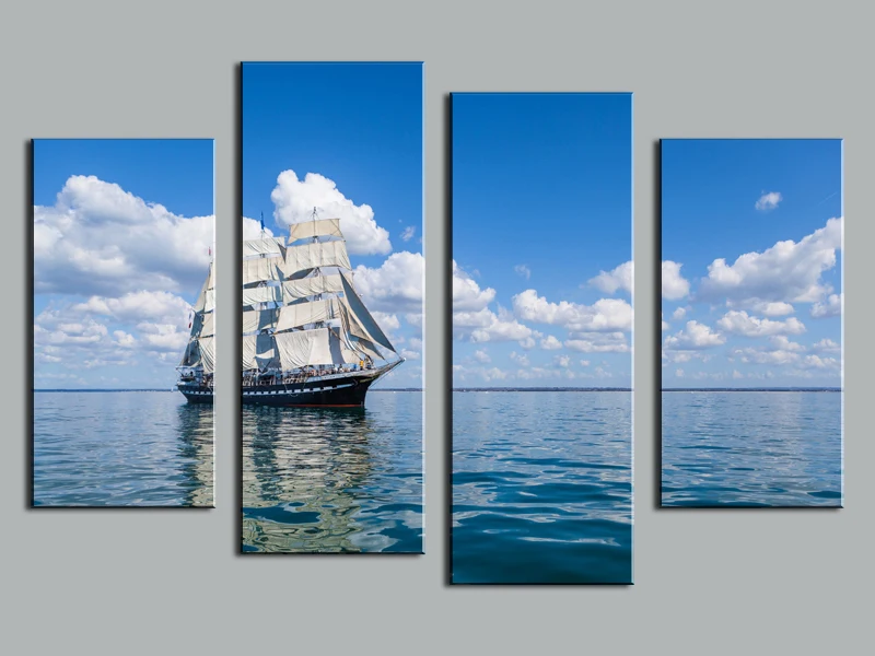 2015 Лидер продаж 4 Панель море парусный спорт Белое Облако голубое небо Большой HD