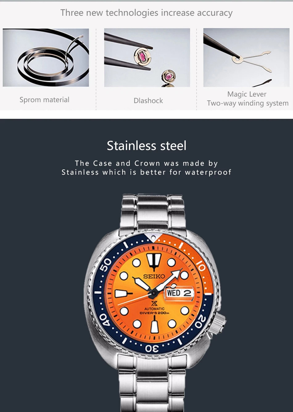 Оригинальные официальные новые SEIKO часы автоматические механические ныряльщик водонепроницаемые светящиеся Men'sWatch Азия