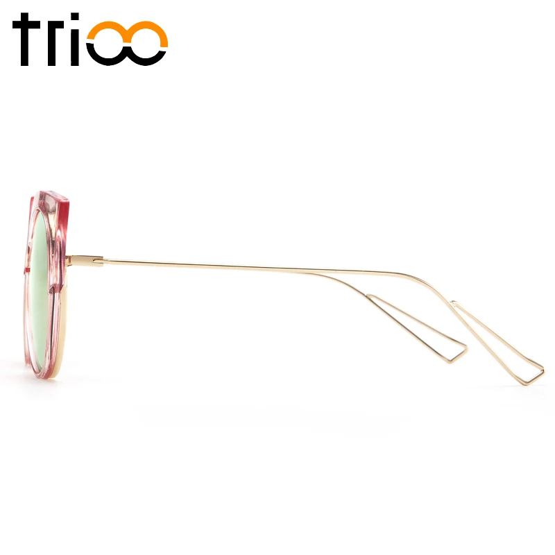 Женские солнцезащитные очки в прозрачной розовой оправе TRIOO прозрачные круглые
