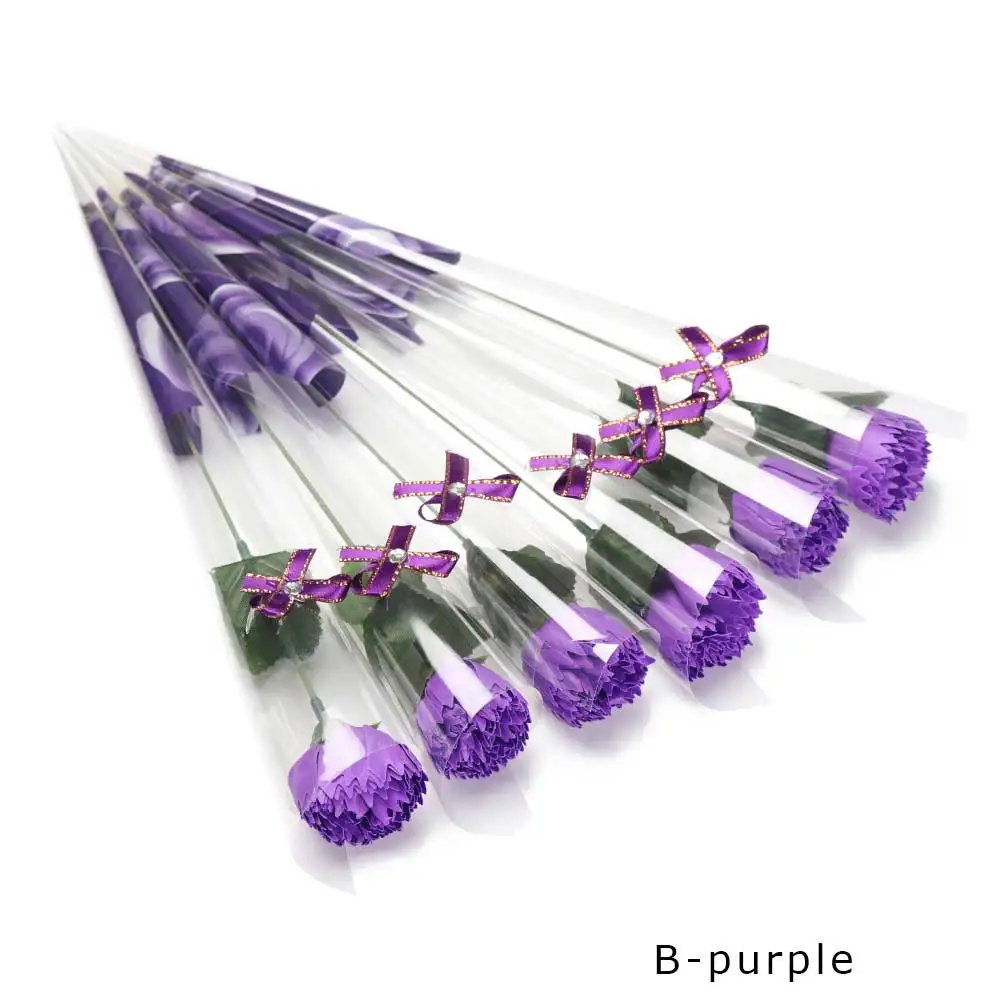 B- purple 1 шт. ароматизированное мыло для ванны, Розовое Мыло, лепестки цветов на свадьбу, День Святого Валентина, День матери, подарок на День учителя, вечерние принадлежности для декора - Цвет: B- purple