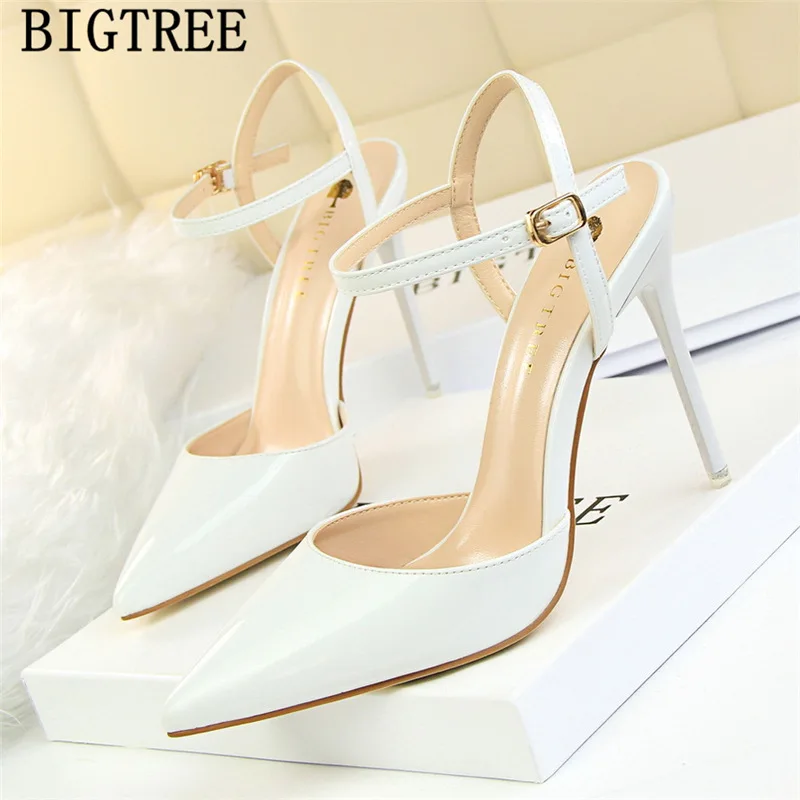 Patent leather gold shoes high heels sandals women bigtree shoes extreme high heels pumps women shoes sexy heels buty damskie