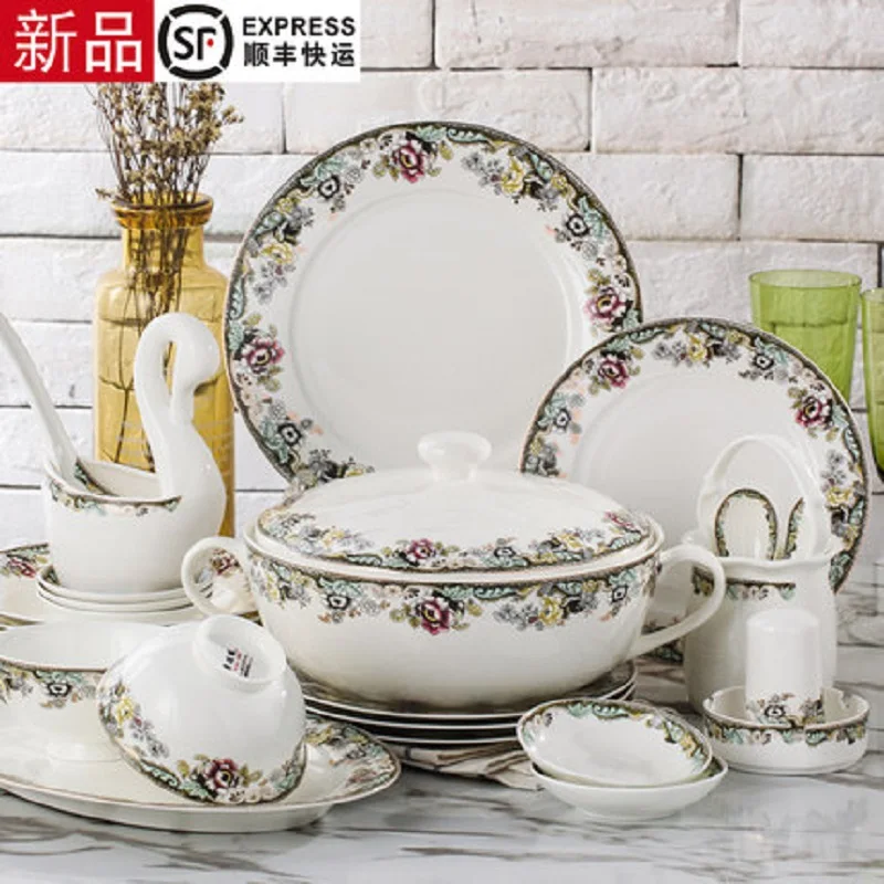 Столовый набор из 58 предметов домашний корейский посуды bowlsJingdezhen костяного